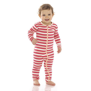 Girl's Print Bamboo Coverall with Zipper - Hopscotch Stripe KicKee Pants