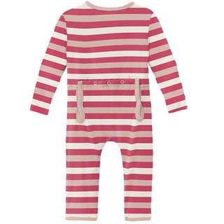 Girl's Print Bamboo Coverall with Zipper - Hopscotch Stripe Baby & Toddler Sleepwear