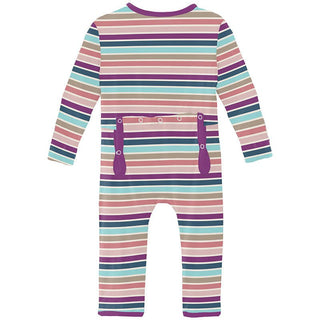 Girl's Print Bamboo Coverall with Zipper - Love Stripe Baby & Toddler Sleepwear