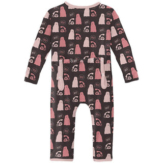 Girl's Print Bamboo Coverall with Zipper - Midnight Telephone and Dog Baby & Toddler Sleepwear