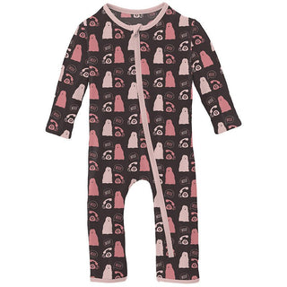 Girl's Print Bamboo Coverall with Zipper - Midnight Telephone and Dog KicKee Pants