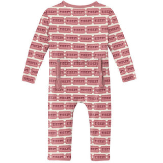 Girl's Print Bamboo Coverall with Zipper - Natural Game Tickets KicKee Pants