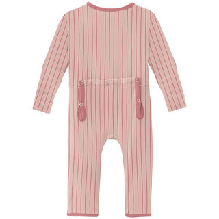 Girl's Print Bamboo Coverall with Zipper - Pinstripe KicKee Pants