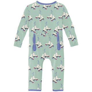 Girl's Print Bamboo Coverall with Zipper - Pistachio Roller Skates Baby & Toddler Sleepwear