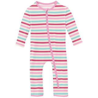 Girl's Print Bamboo Coverall with Zipper - Sock Hop Stripe Baby & Toddler Sleepwear