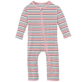 Girl's Print Bamboo Coverall with Zipper - Spring Bloom Stripe Baby & Toddler Sleepwear