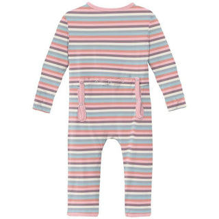 Girl's Print Bamboo Coverall with Zipper - Spring Bloom Stripe Baby & Toddler Sleepwear