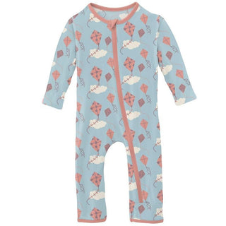 Girl's Print Bamboo Coverall with Zipper - Spring Day Kites Baby & Toddler Sleepwear