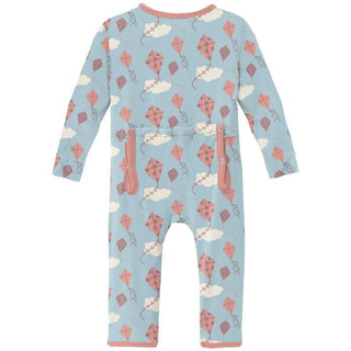 Girl's Print Bamboo Coverall with Zipper - Spring Day Kites Baby & Toddler Sleepwear