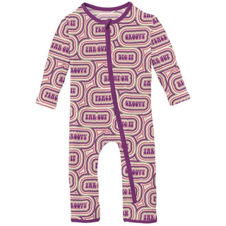 Girl's Print Bamboo Coverall with Zipper - Starfish Groovy Baby & Toddler Sleepwear