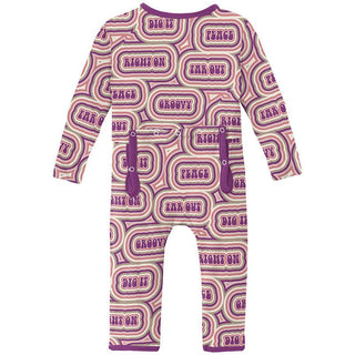 Girl's Print Bamboo Coverall with Zipper - Starfish Groovy Baby & Toddler Sleepwear