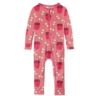 Girl's Print Bamboo Coverall with Zipper - Strawberry Bees & Jam Baby & Toddler Sleepwear