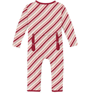 Girl's Print Bamboo Coverall with Zipper - Strawberry Candy Cane Stripe KicKee Pants