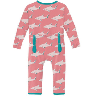 Girl's Print Bamboo Coverall with Zipper - Strawberry Sharky Baby & Toddler Sleepwear