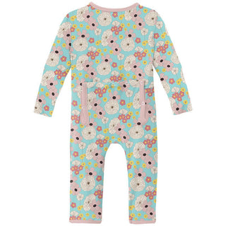 Girl's Print Bamboo Coverall with Zipper - Summer Sky Flower Power Baby & Toddler Sleepwear