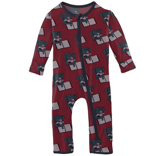 Girl's Print Bamboo Coverall with Zipper - Wild Strawberry Dog Ate My Homework KicKee Pants