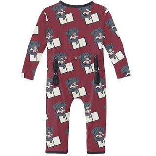 Girl's Print Bamboo Coverall with Zipper - Wild Strawberry Dog Ate My Homework KicKee Pants