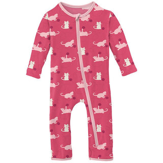 Girl's Print Bamboo Coverall with Zipper - Winter Rose Kitty (15ANV) Baby & Toddler Sleepwear