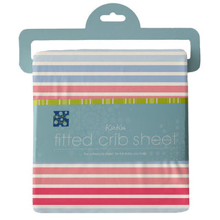 Girl's Print Bamboo Fitted Crib Sheet, Cotton Candy Stripe - One Size Bed Sheets