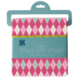 KicKee Pants Girl's Print Fitted Crib Sheet - Flamingo Argyle