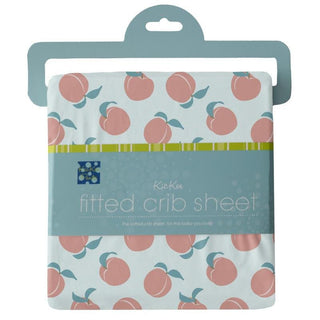 Girl's Print Bamboo Fitted Crib Sheet, Fresh Air Peaches - One Size Bed Sheets