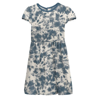 KicKee Pants Girl's Print Flutter Sleeve Twirl Dress - Deep Sea Tie Dye