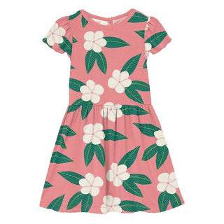 Girl's Print Bamboo Flutter Sleeve Twirl Dress - Strawberry Plumeria Baby & Toddler Dresses