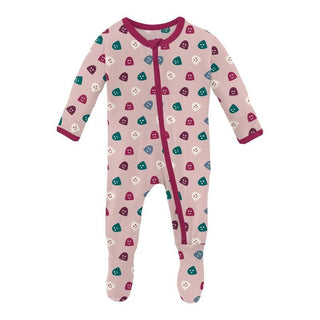 Girl's Print Bamboo Footie with 2-Way Zipper - Baby Rose Happy Gumdrops Baby & Toddler Sleepwear