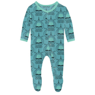 Girl's Print Bamboo Footie with Snaps - Art Nouveau Floral Baby & Toddler Sleepwear