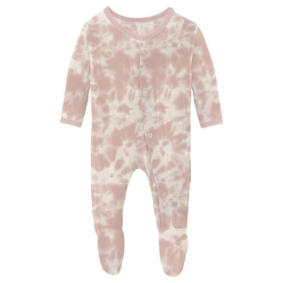 Girl's Print Bamboo Footie with Snaps - Baby Rose Tie Dye Baby & Toddler Sleepwear