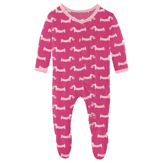 KicKee Pants Girl's Print Footie with Snaps - Calypso Pretzel Pup