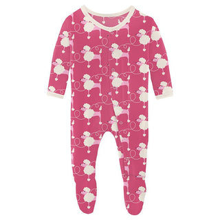 KicKee Pants Girl's Print Footie with Snaps - Flamingo Poodles