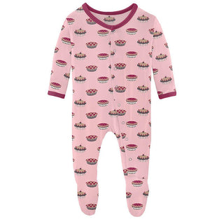 Girl's Print Bamboo Footie with Snaps - Lotus Pies (15ANV) KicKee Pants