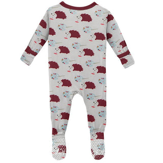 Girl's Print Bamboo Footie with Snaps - Natural Art Class KicKee Pants