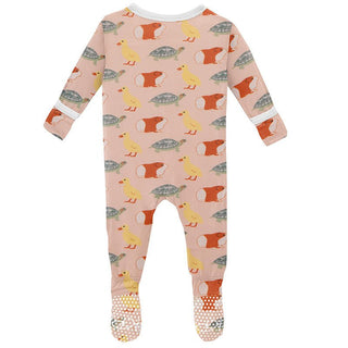 Girl's Print Bamboo Footie with Snaps - Peach Blossom Class Pets Baby & Toddler Sleepwear