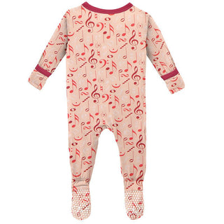 Girl's Print Bamboo Footie with Snaps - Peach Blossom Music Class Baby & Toddler Sleepwear