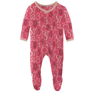 Girl's Print Bamboo Footie with Snaps - Taffy Math Baby & Toddler Sleepwear