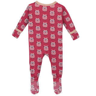 Girl's Print Bamboo Footie with Snaps - Taffy Wise Owls Baby & Toddler Sleepwear