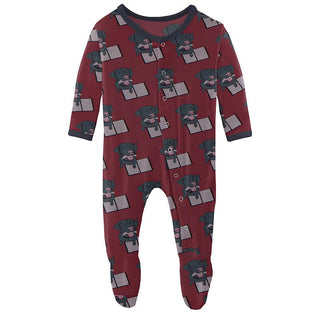 Girl's Print Bamboo Footie with Snaps - Wild Strawberry Dog Ate My Homework Baby & Toddler Sleepwear