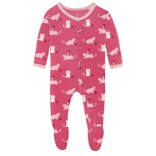 Girl's Print Bamboo Footie with Snaps - Winter Rose Kitty (15ANV) Baby & Toddler Sleepwear