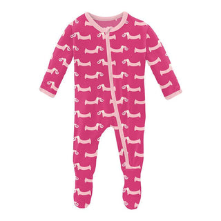 KicKee Pants Girl's Print Footie with Zipper - Calypso Pretzel Pup