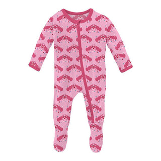 Girl's Print Bamboo Footie with Zipper - Cotton Candy Jitterbug KicKee Pants