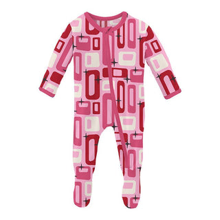 Girl's Print Bamboo Footie with Zipper - Cotton Candy Mid Century Modern Baby & Toddler Sleepwear