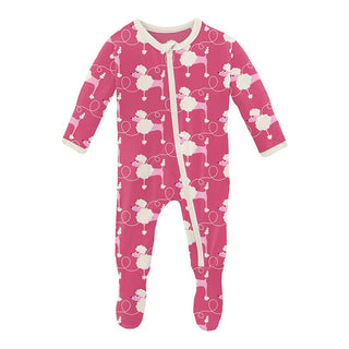 Girl's Print Bamboo Footie with Zipper - Flamingo Poodles Baby & Toddler Sleepwear