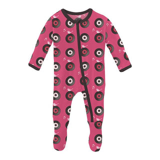 Girl's Print Bamboo Footie with Zipper - Flamingo Record Birds Baby & Toddler Sleepwear