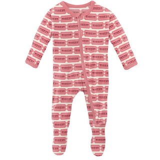 Girl's Print Bamboo Footie with Zipper - Natural Game Tickets Baby & Toddler Sleepwear