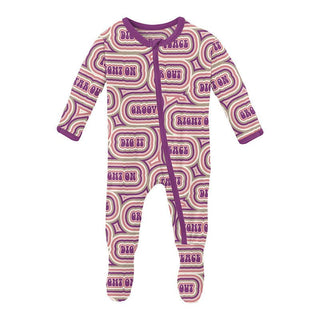 KicKee Pants Girl's Print Footie with Zipper - Starfish Groovy