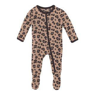 Girl's Print Bamboo Footie with Zipper - Suede Cheetah (15ANV) Baby & Toddler Sleepwear