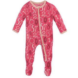 Girl's Print Bamboo Footie with Zipper - Taffy Math KicKee Pants