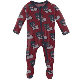 Girl's Print Bamboo Footie with Zipper - Wild Strawberry Dog Ate My Homework Baby & Toddler Sleepwear